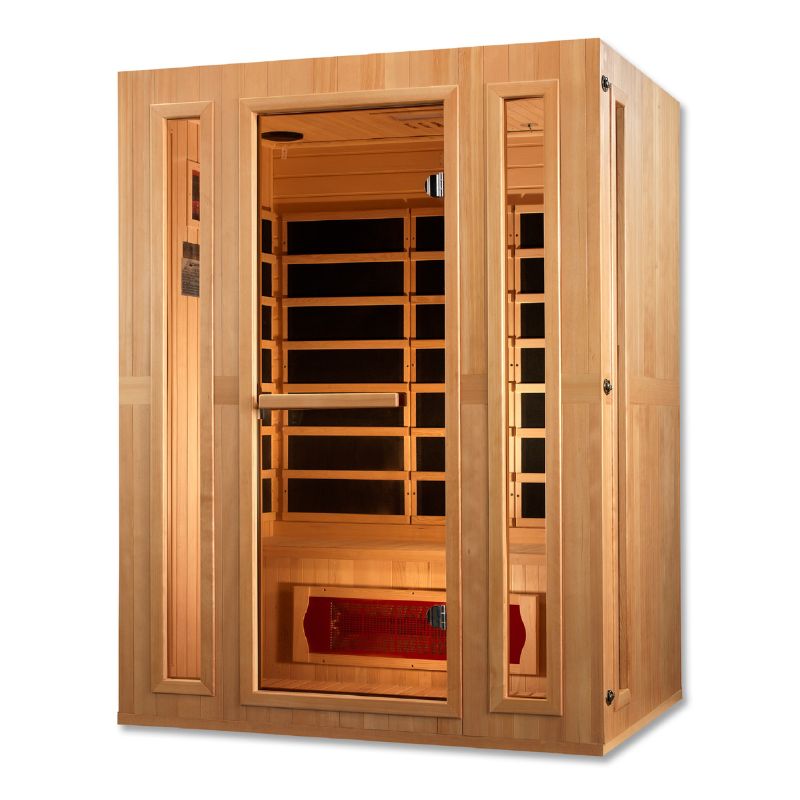 GoldenDesign MX-LS3-01 Maxxus "Trinity" Dual Tech 3 person Low EMF FAR Infrared Sauna Canadian Hemlock