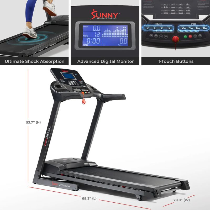 Sunny Energy Flex Motorized Auto Incline Smart Treadmill