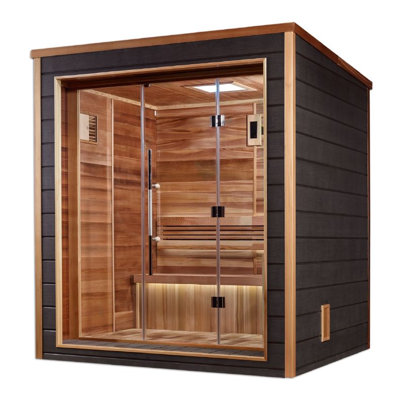 Golden Designs Drammen 3 Person Outdoor-Indoor Traditional Sauna (GDI-8203-01) - Canadian Red Cedar Interior
