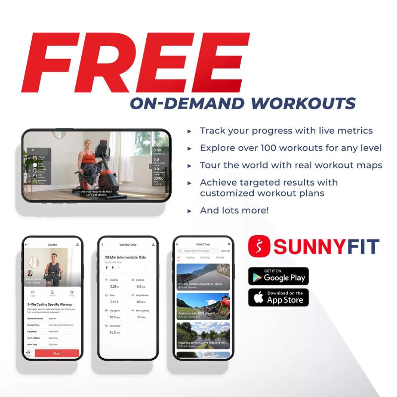 Sunny Premium Smart Programmable Electro-Magnetic Resistance Recumbent Elliptical Cross Trainer