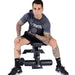 dude using Vortex Commercial Adjustable Flat, Incline, Decline Bench with leg holders