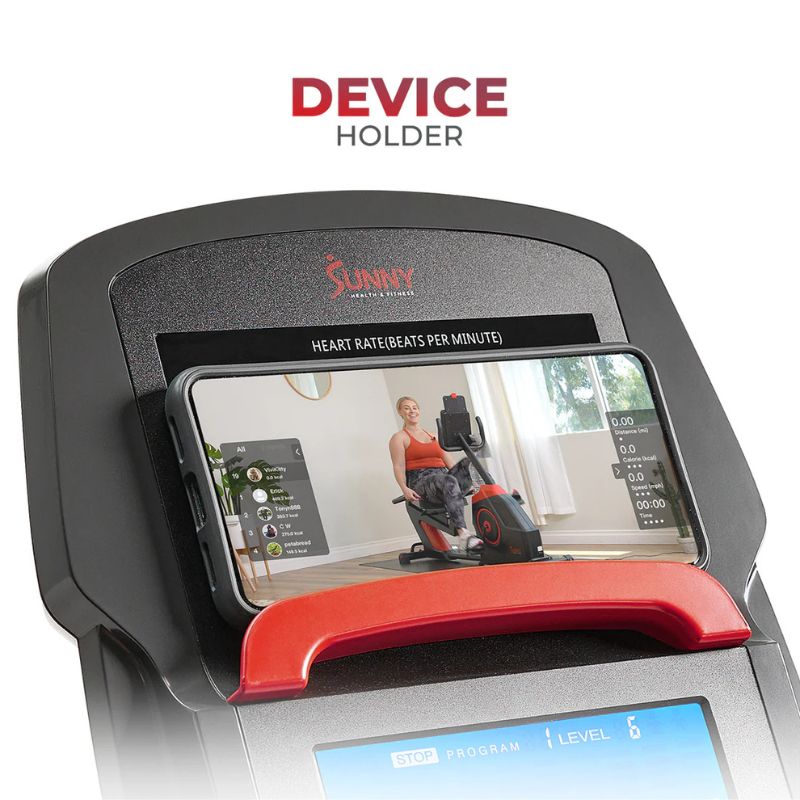 Sunny Smart Programmable 16 Levels Electro-Magnetic Resistance Recumbent Exercise Bike